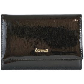 Lorenti elegáns női lakk pénztárca, bőr, fekete