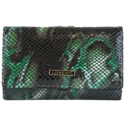 Lorenti női pénztárca necc, bőr, zöld
