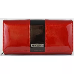   Cavaldi női lakk pénztárca elöl fekete résszel, bőr, piros