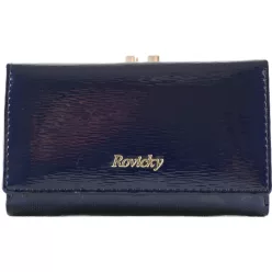Roviczky elegáns lakk csatos női pénztárca, bőr, kék