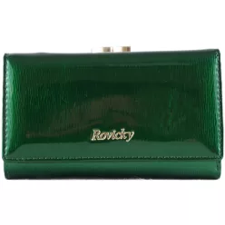 Roviczky elegáns lakk csatos női pénztárca, bőr, zöld