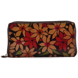 Női pénztárca indiai mintával, műbőr, barna