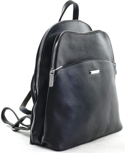 Silvia Rosa dupla rekeszes női hátitáska merev fazonban, műbőr, fekete
