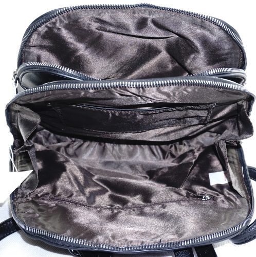 Silvia Rosa dupla rekeszes női hátitáska merev fazonban, műbőr, fekete