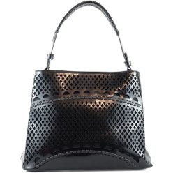   Silvia Rosa női kézitáska lézervágott mintával, műbőr, fekete