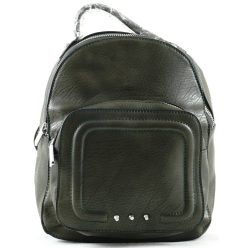   Silvia Rosa női hátitáska elöl nagy zsebbel, műbőr, sötétzöld