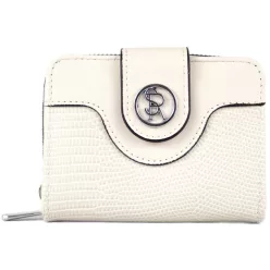   Silvia Rosa kígyómintás női pénztárca csattal, műbőr, bézs