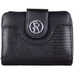   Silvia Rosa kígyómintás női pénztárca csattal, műbőr, fekete