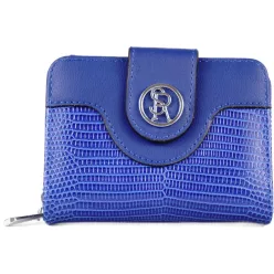   Silvia Rosa kígyómintás női pénztárca csattal, műbőr, kék