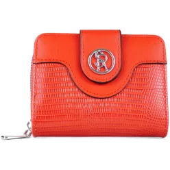  Silvia Rosa kígyómintás női pénztárca csattal, műbőr, piros
