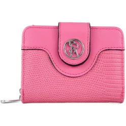   Silvia Rosa kígyómintás női pénztárca csattal, műbőr, rózsaszín