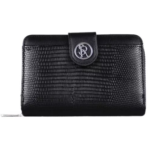 Silvia Rosa női pénztárca díszes csattal, műbőr, fekete