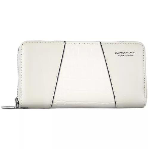 Silvia Rosa női pénztárca krokodilmintával, műbőr, fehér