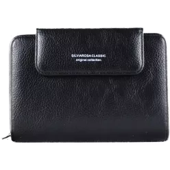   Silvia Rosa női pénztárca elején patenttal, műbőr, fekete