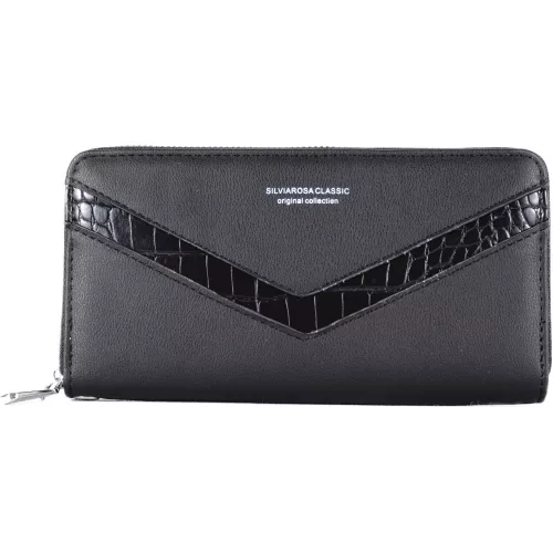 Silvia Rosa női pénztárca V mintával, műbőr, fekete