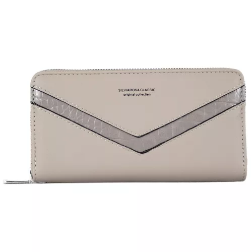 Silvia Rosa női pénztárca V mintával, műbőr, szürke