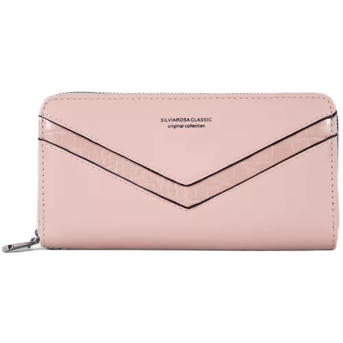 Silvia Rosa női pénztárca V mintával, műbőr, rózsaszín