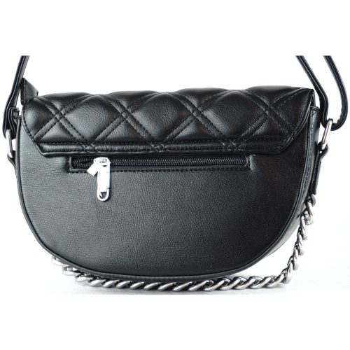 Silvia Rosa láncos női keresztpántos táska, puha steppelt, műbőr, fekete