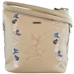   Silvia Rosa női válltáska hímzett pillangós mintával, műbőr, bézs