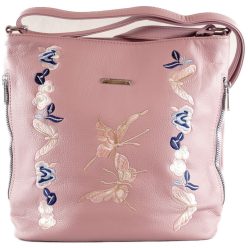   Silvia Rosa női válltáska hímzett pillangós mintával, műbőr, lila