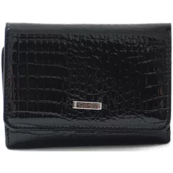 VIA55 női pénztárca, rövid fazon, bőr, fekete