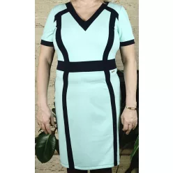 Női alkalmi ruha sáv díszítéssel, türkiz