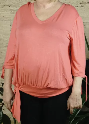 Női póló vállán és derekán megköthető, lazac