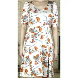 Női lenge ruha virágmintával, fehér